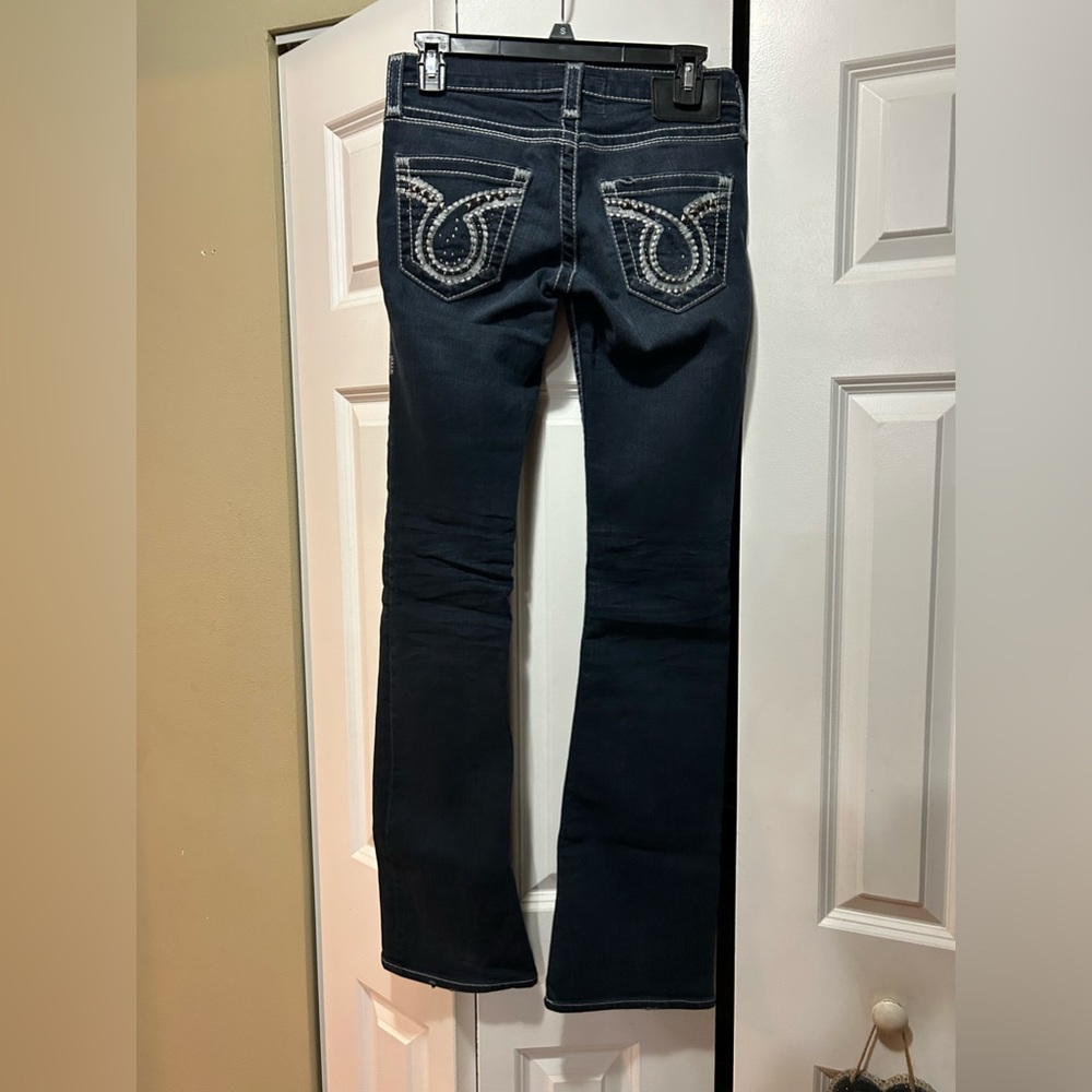Big Star Dark Blue Boot Cut Jeans with Embellished Back Pockets